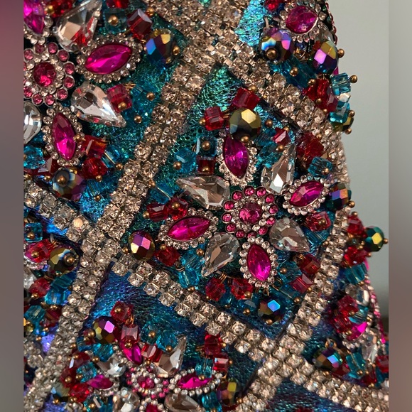 Azalea Wang Crisp Iridescent Art Deco Crystal and Beaded Dress Booties - Picture 3 of 4